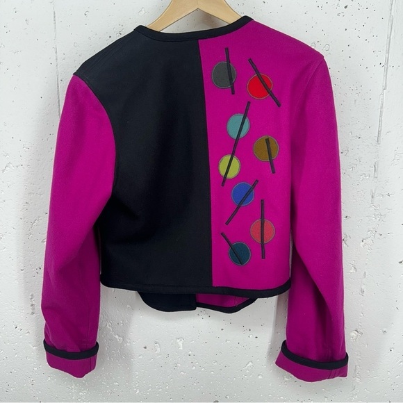 beppa Women’s size Small Fuchsia and Black Deco Wool Blazer - Picture 10 of 13